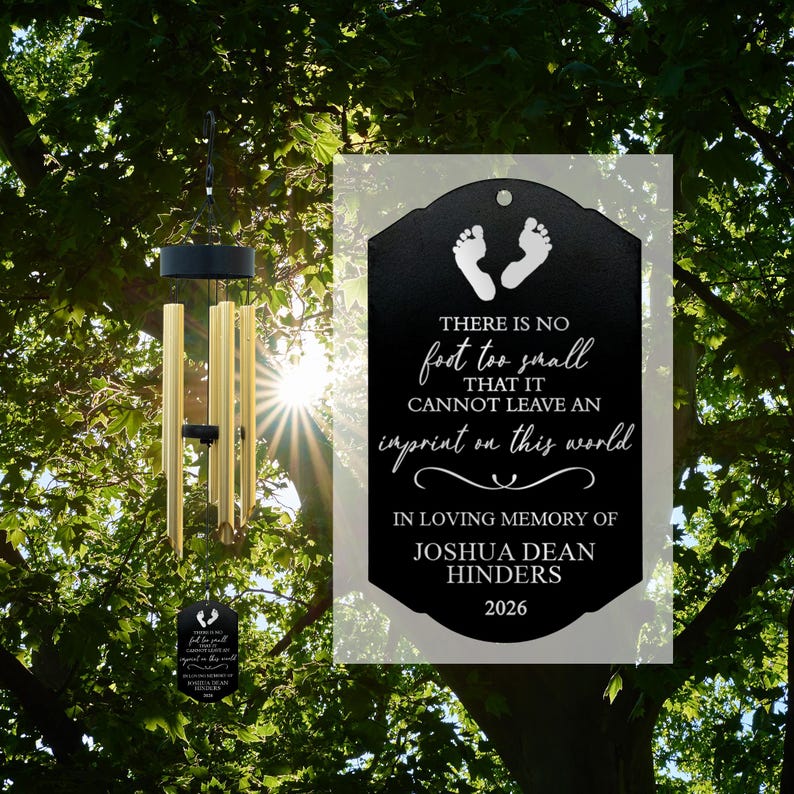 Child Memorial Wind Chime | Loss of Child Gift | Loss of Baby Miscarriage Stillborn Gift | Child Bereavement Gift | Infant Sympathy Gift Black/Gold