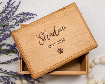 Personalized Pet Urn for Dog or Cat | Pet Cremation Urn | Wooden Pet Urn | Custom Pet Memorial Keepsake Box | Engraved Pet Urn for Ashes