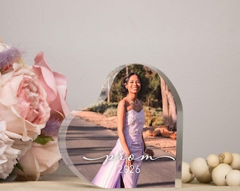2026 Prom Photo Acrylic Heart | Tabletop Dance Keepsake | Custom Picture Decor | Senior Prom Picture