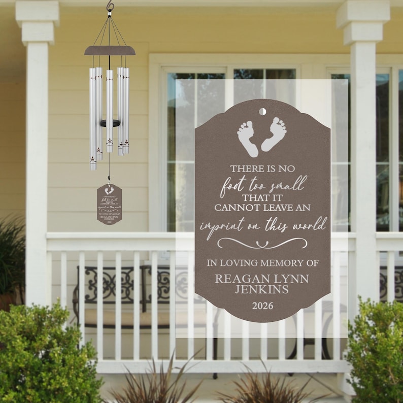Child Memorial Wind Chime | Loss of Child Gift | Loss of Baby Miscarriage Stillborn Gift | Child Bereavement Gift | Infant Sympathy Gift Brown/Silver