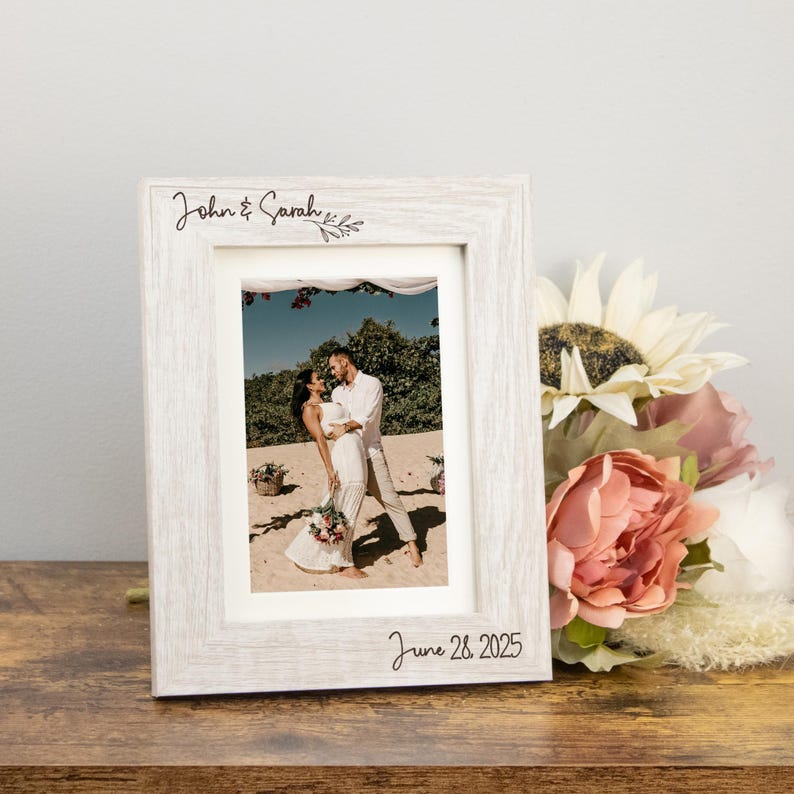 Personalized Wedding Gift for Couples | Wedding Picture Frame | Engraved Anniversary Picture Frame | Custom Engraved Wedding Photo Frame