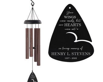 Your Wings Were Ready Our Hearts Were Not Wind Chime | Personalized Memorial Wind Chime | Remembrance Wind Chime | Grief Gift Wind Chime