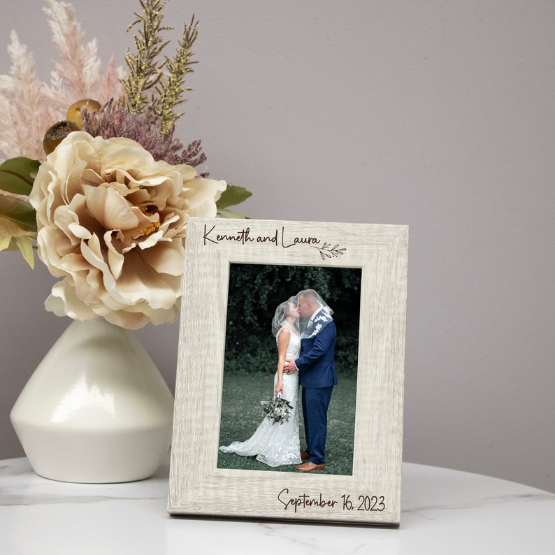 Personalized Wedding Gift for Couples Wedding Picture Frame Engraved Anniversary Picture Frame Custom Engraved Wedding Photo Frame White 4x6