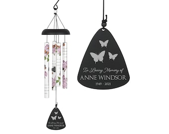 Butterfly Memorial Wind Chime | Personalized Butterfly Wind Chime | Loss of Mom Sympathy Gift | Remembrance Wind Chime | Grandma Wind Chime