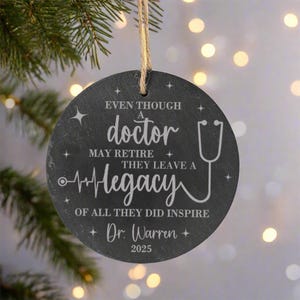 Doctor Retirement Ornament | Doctor First Christmas Retired | Retiring Doctor Ornament | Retirement Christmas Ornament Gift for Doctor