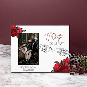 Halloween Wedding Picture Frame | Til Death Do We Part Picture Frame | Halloween Wedding Gift | Gothic Wedding Gift | Skeleton Bride Groom