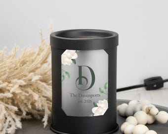 Family Monogram Wax Warmer | Housewarming Wax Melt Gift for Newlyweds | Personalized Wedding Home Decor
