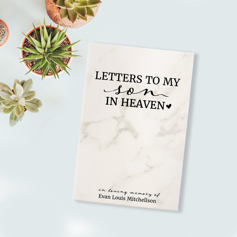 Son Memorial Journal Letters to Son in Heaven Sympathy Journal Loss of Son Gift Son Memorial Gift Personalized Son Sympathy Gift image 1