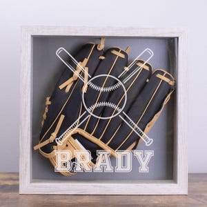 Personalized Sport Shadowbox | Keepsake Box for Athletics | Sport Mementos Engraved Shadowbox | Sporty Room Decor for Athlete | Gift for Him