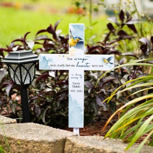 Your Wings Were Ready Memorial Solar Cross | In Memory of Garden Stake | Garden Remembrance Gift | Lighted Garden Stake | Sympathy Gift