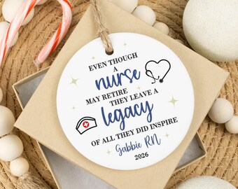 Nurse Retirement Ornament | Nurse First Christmas Retired | Retiring Nurse Ornament | Nurse Christmas Ornament | Retirement Gift for Nurse