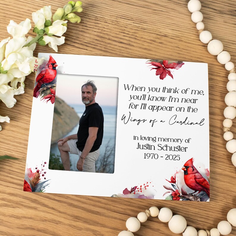 Cardinal Memorial Picture Frame | Red Cardinal Sympathy Photo Frame ...