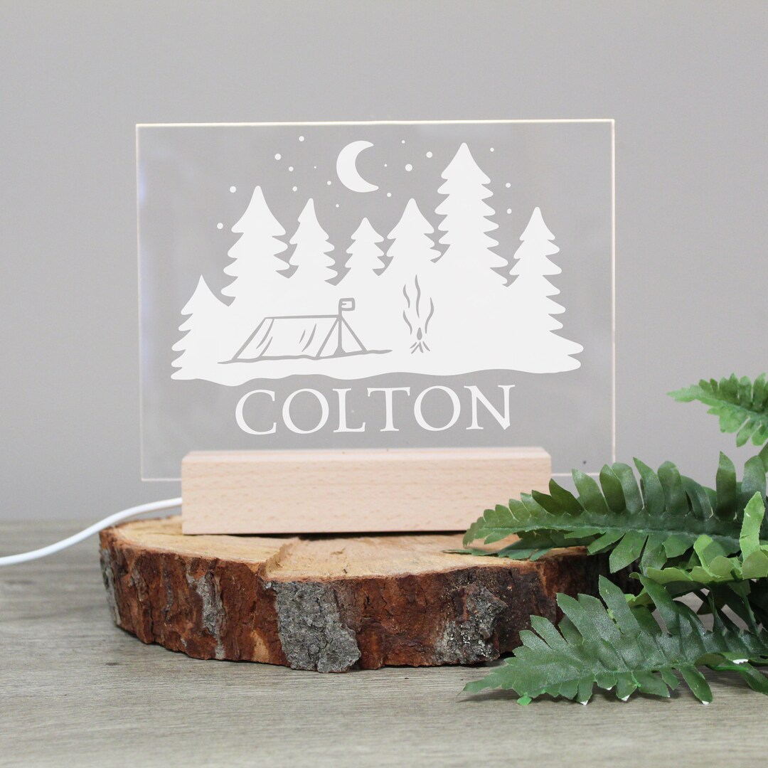 Camping Night Light Personalized Night Light for Boys Camp Bedroom