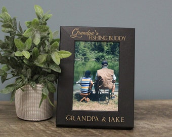 Grandpa's Fishing Buddy Picture Frame | Personalized Grandpa Fishing Picture Frame | Father's Day Gift for Grandpa | Grandpa Picture Frame