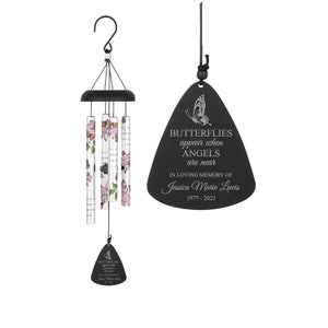 Butterflies Appear When Angels Are Near Wind Chime | Personalized Butterfly Wind Chime | Loss of Mom Memorial Gift | Remembrance Wind Chime