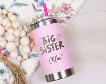 Tasse grande soeur personnalisée | Gobelet pour enfants en acier inoxydable Big Sister | Tasse pour enfant Grande soeur | Promu Grande Soeur | Cadeau grande soeur pour tout-petit