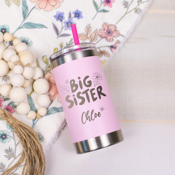 Personalized Big Sister Cup | Big Sister Stainless Kids Tumbler | Big Sister Child's Cup | Promoted to Big Sister | Toddler Big Sister Gift