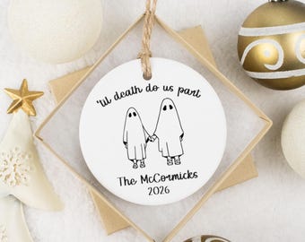 Til Death Do Us Part Ornament | Personalized First Christmas Ghost Ornament | Halloween Wedding Keepsake Gift  | Newlywed Ghost Couple