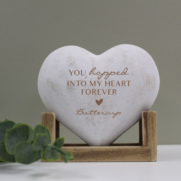 Personalized Bunny Memorial Plaque | Engraved Rabbit Sympathy Gift | You Hopped Into My Heart Forever | Bunny Loss Gift | Pet Memorial Gift