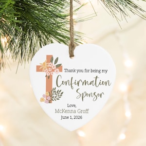 Confirmation Sponsor Gift | Personalized Confirmation Sponsor Ornament | Confirmation Sponsor Thank You Gift | Gift for Confirmation Sponsor