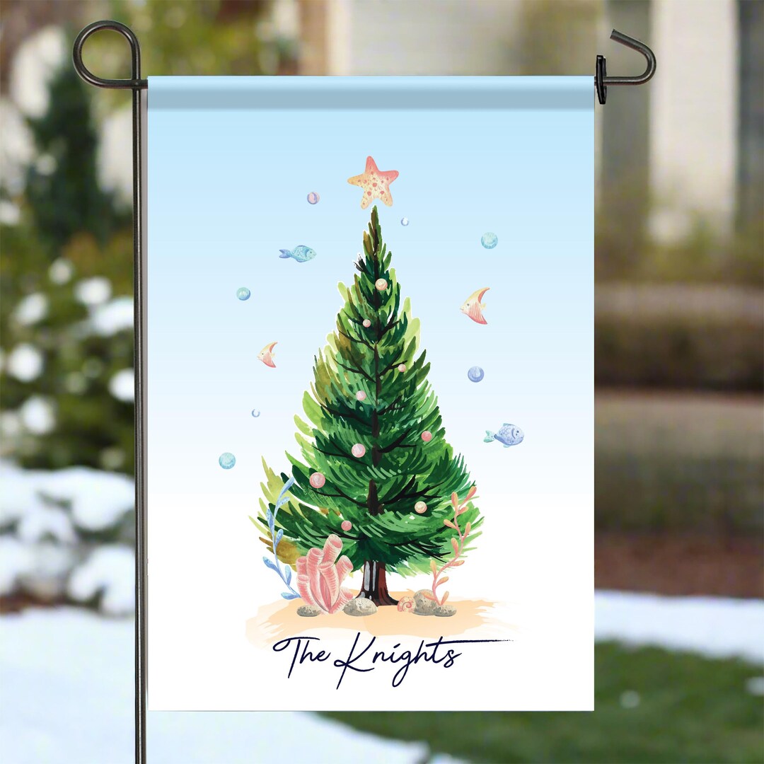 Coastal Christmas Garden Flag Beach Christmas Flag Coastal Christmas