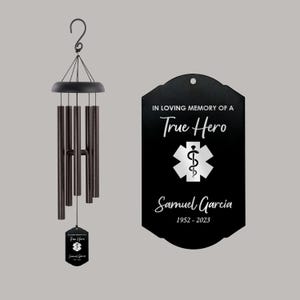 EMS Memorial Wind Chime | Paramedic Sympathy Gift | EMS Star of Life Memorial Gift | Condolences Gift for EMS Personnel | In Memory of Ems