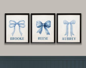Coquette Bow Wall Signs | Preppy Dorm Room Decor | Dorm Room Aesthetic | Personalized Roommates Name Wall Signs | College Girl Dorm Decor