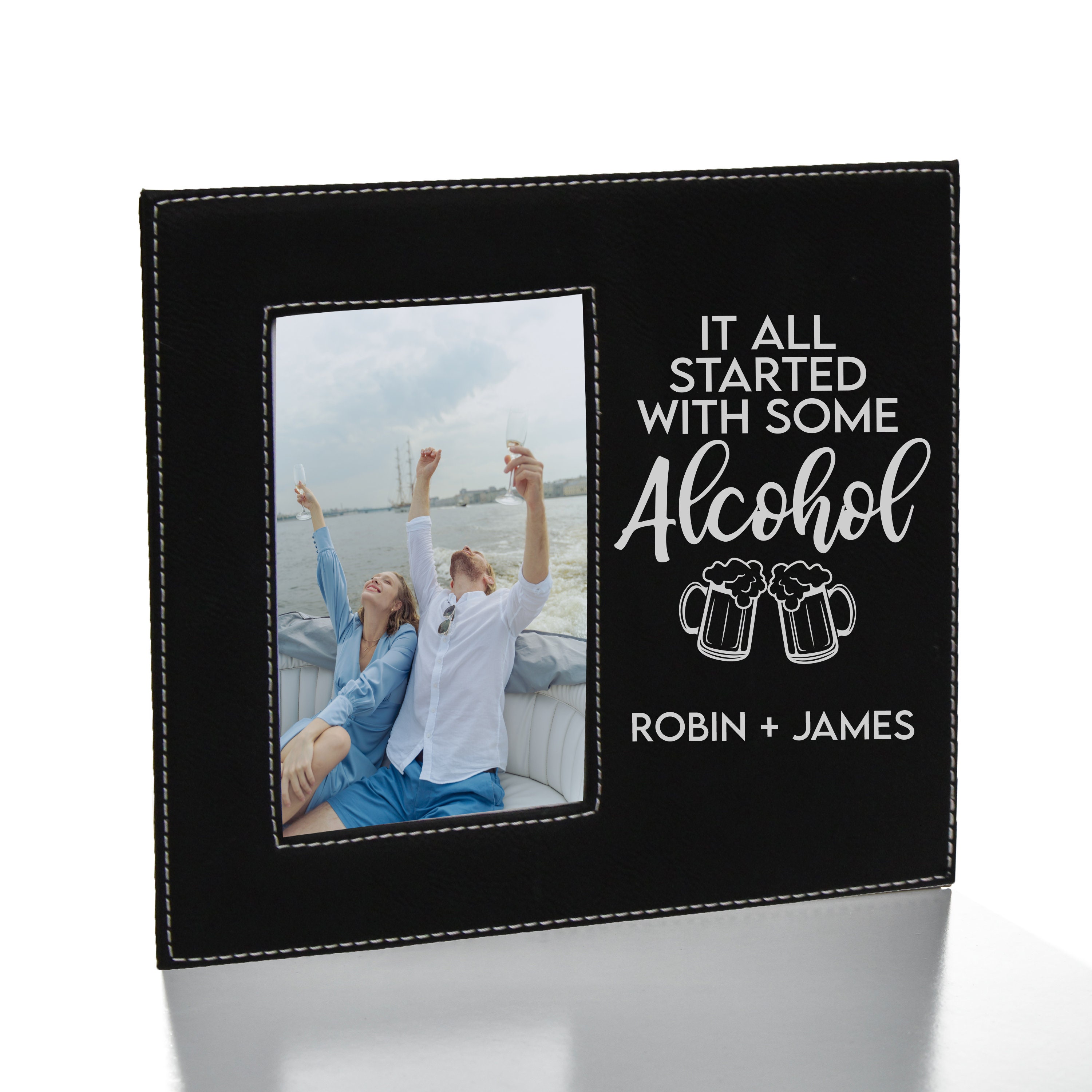It All Started With Some Alcohol Picture Frame Boyfriend Picture Frame Gift  Met at a Bar Couple Gift Birthday Gift for Boyfriend 