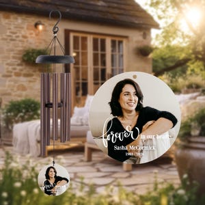 Custom Photo Wind Chime | Photo Memorial Wind Chime | Personalized Sympathy Wind Chime with Photo | Remembrance Gifts | Bereavement Gifts