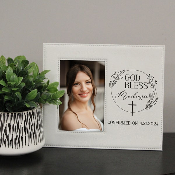 God Bless Confirmation Picture Frame Personalized | Religious Confirmation Gift for Girl | Confirmed On Frame | Confirmation Gift for Boy