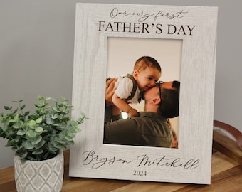 First Father's Day Picture Frame | 2024 First Father's Day Gift from Baby | Personalized Our First Father's Day Frame | 1st Fathers Day Gift