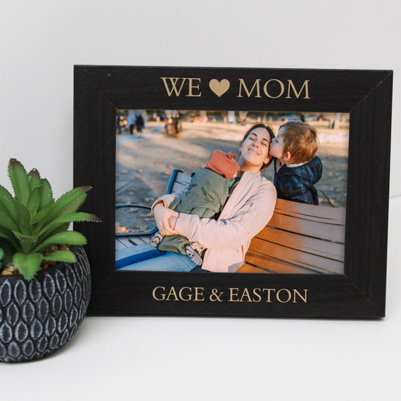 We Love Mom Picture Frame Personalized We Heart Mom Picture Etsy