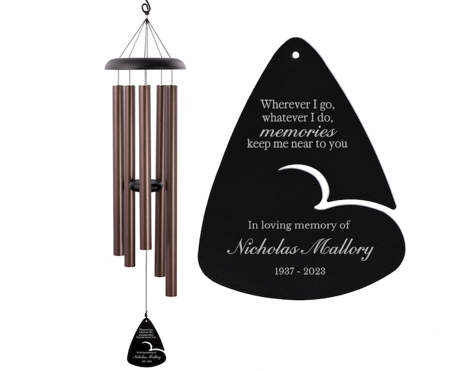 Memories Keep You Near Memorial Wind Chime | Personalized Sympathy Wind Chime | Funeral Wind Chime Gift | Bereavement Gift | Gifts for Loss