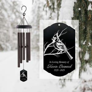 Custom Cardinal Memorial Wind Chime | Christmas Cardinal Memorial Gift | Personalized Sympathy Wind Chime | Bird Remembrance Wind Chime