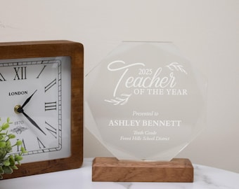 Teacher of the Year Award Plaque | Personalized Teacher Appreciation Plaque | Teacher Recognition Award | Custom Teacher Achievement Award
