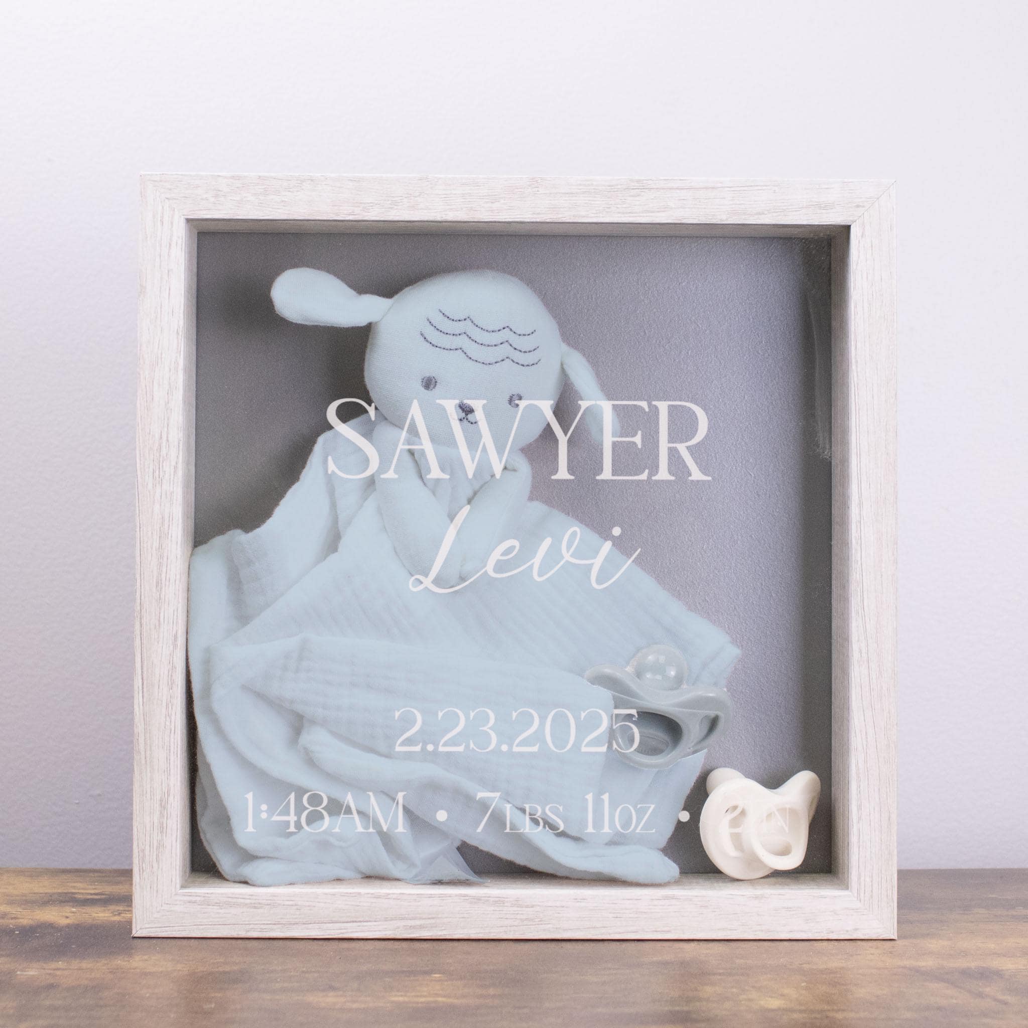 Baby Birth Details Shadow Box for New Parents | New Baby Information Gift | Baby Keepsake for Nursery | Fillable Shadow Box for Baby Items