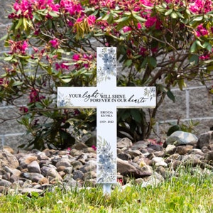 Lights Shines Memorial Solar Garden Cross | In Memory of Garden Stake | Remembrance Gift for Garden | Lighted Garden Stake | Sympathy Gifts