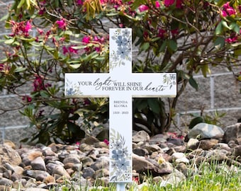Lights Shines Memorial Solar Garden Cross | In Memory of Garden Stake | Remembrance Gift for Garden | Lighted Garden Stake | Sympathy Gifts