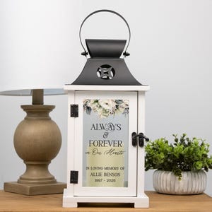 Personalized Memorial Lantern | Custom Bereavement Gifts | Always & Forever Sympathy Lantern | Memorial Gifts | Grief Gift | Custom Lantern