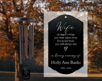 Loss of Wife Memorial Wind Chime | Wife Angel Wind Chime | Personalized Wife Sympathy Gift | Wife Remembrance Gift | Wife Funeral Gift
