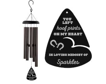 Horse Memorial Wind Chime | Loss of Horse Memorial Gift | Personalized Horse Remembrance Gift | Horse Sympathy Gift | Hoof Prints on Heart