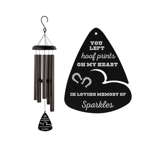 Horse Memorial Wind Chime | Loss of Horse Memorial Gift | Personalized Horse Remembrance Gift | Horse Sympathy Gift | Hoof Prints on Heart