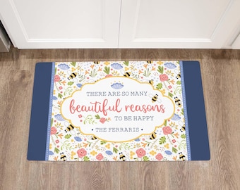 Paillasson Beautiful Reasons | Décoration printanière personnalisée pour l'entrée | Décoration d'intérieur personnalisée | Intérieur Extérieur