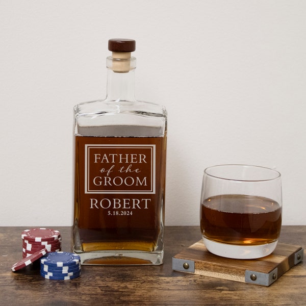 Father of the Groom Whiskey Decanter | Personalized Father of the Groom Glass | Gift for Groom's Dad | Etched Whiskey Decanter Dad of Groom