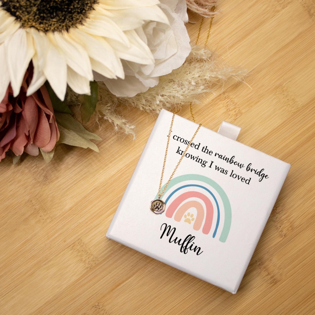 Dog Loss Gift Necklace | Rainbow Bridge Paw Print Necklace | Pet Loss ...