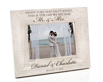 Beach Wedding Picture Frame Personalized with Names and Wedding Date | Beach Wedding Gift | Personalized Destination Wedding Picture Frame