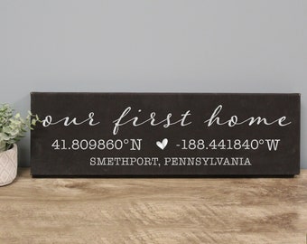 Our First Home Gift | Coordinates First Home Sign | First Time Homeowner Gift | First Housewarming Gift | Real Estate Agent Closing Gift