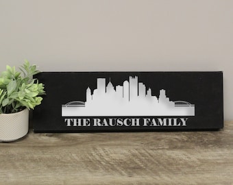 Pittsburgh Skyline Wall Sign | Personalized Pittsburgh Wall Art | Pittsburgh Housewarming Gift Closing Gift | Pittsburgh Home Decor