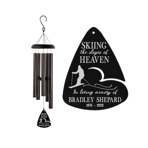 Skiing Memorial Gift | Skiing in Heaven Wind Chime | Personalized Memorial Wind Chime | Skiing Memorial Wind Chime | Skiing Sympathy Gift
