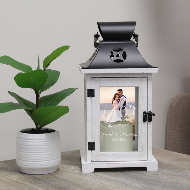 Anniversary Gifts for Couples | Personalized Anniversary Picture Frame Lantern | 10th Anniversary Gift | 50th Anniversary Gift for Parents afbeelding 1